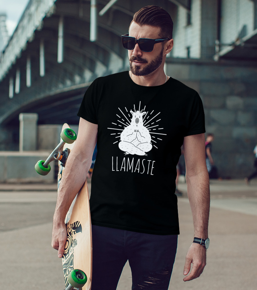 Good Vibes Only Llamaste Yoga Meditation Llama T-Shirt