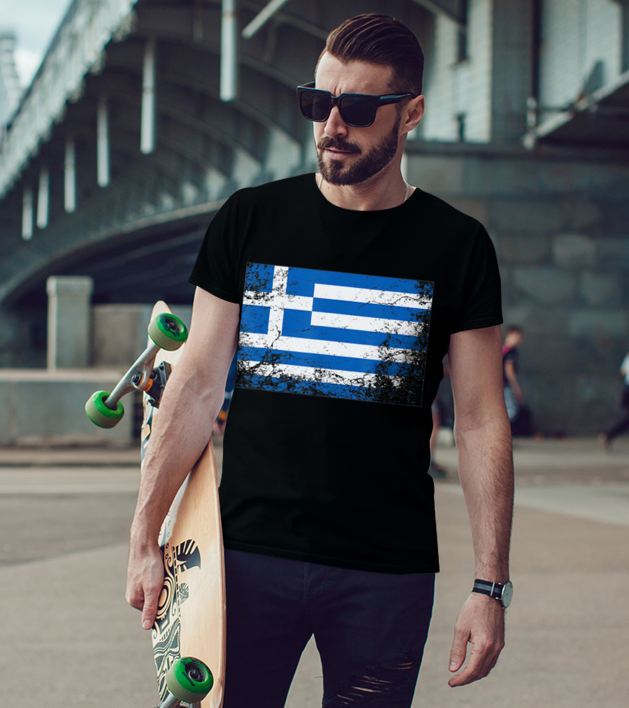 Distressed Vintage Greek National Flag T-Shirt