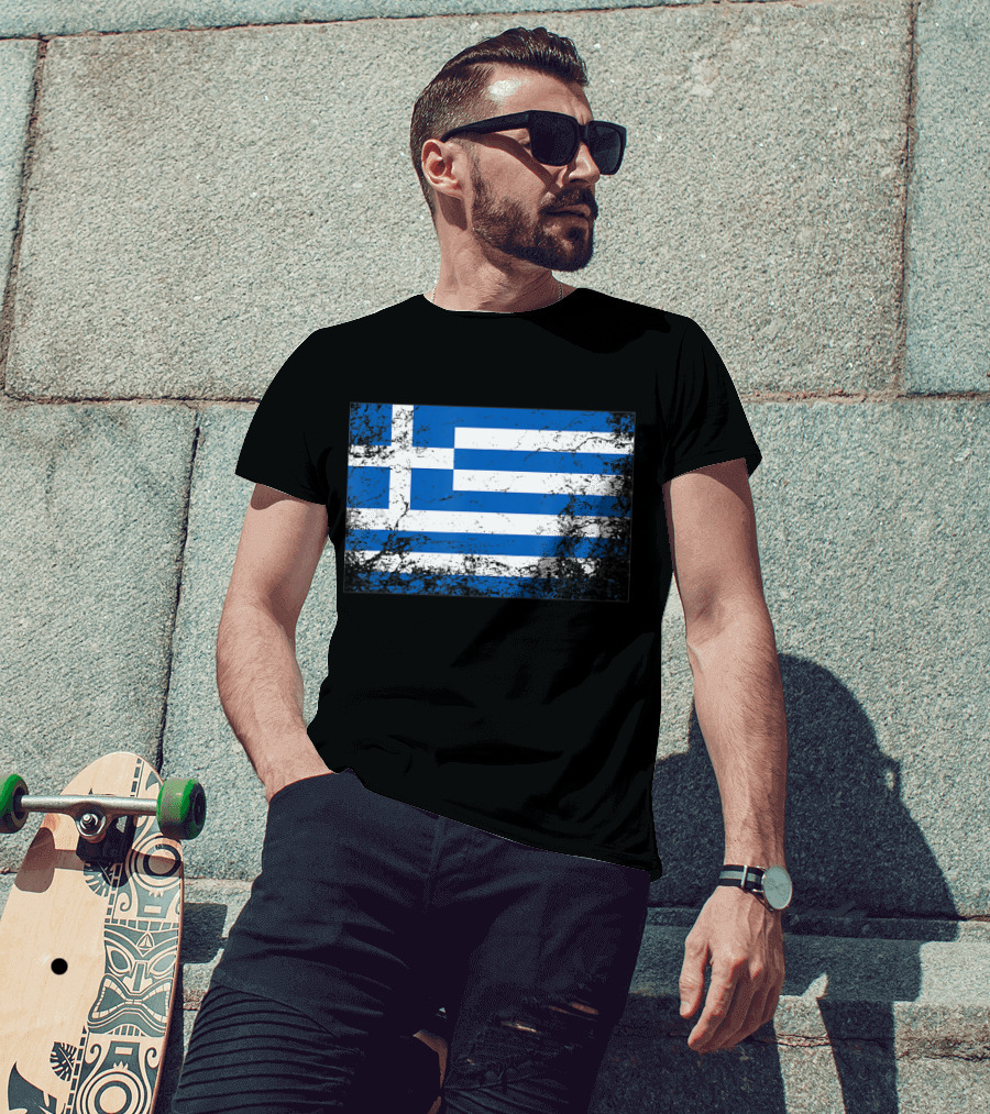Distressed Vintage Greek National Flag T-Shirt