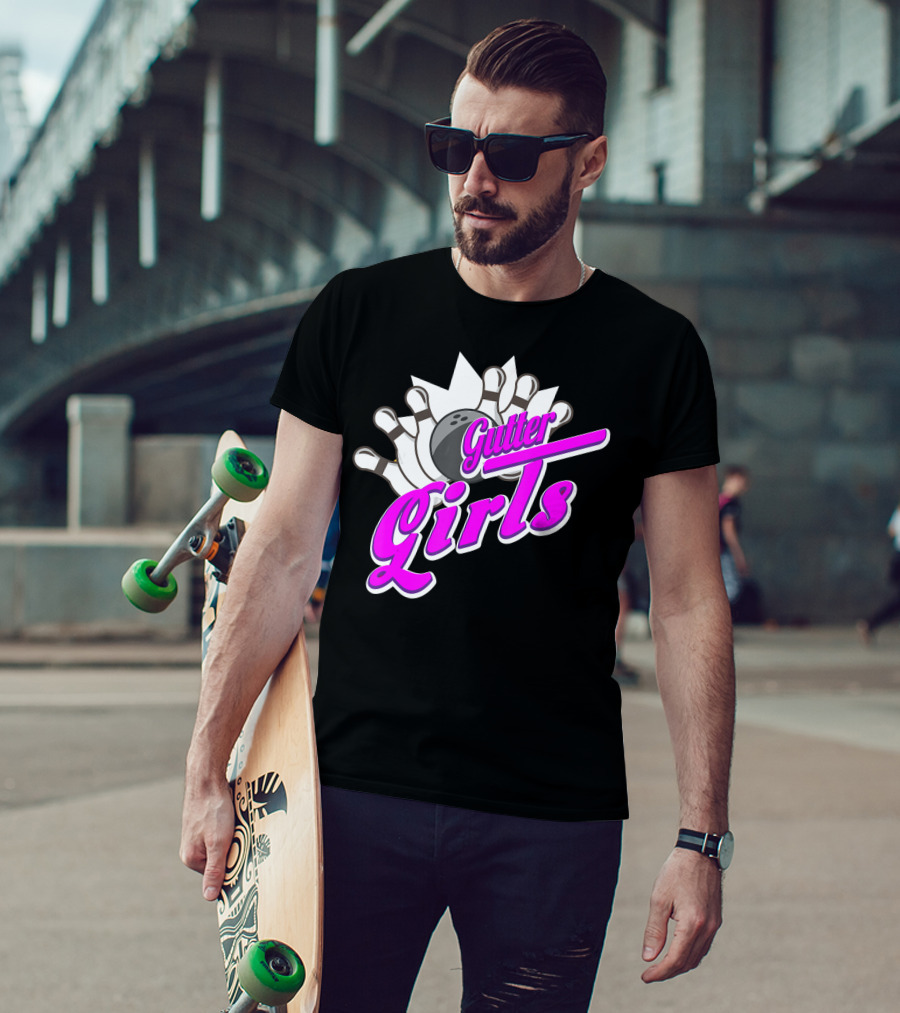 Gutter Girls Bowling Ball Pin Bowler Retro T-Shirt