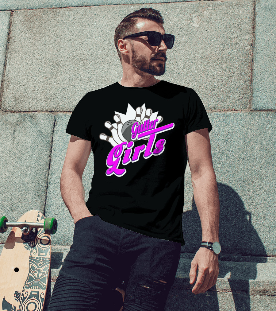 Gutter Girls Bowling Ball Pin Bowler Retro T-Shirt