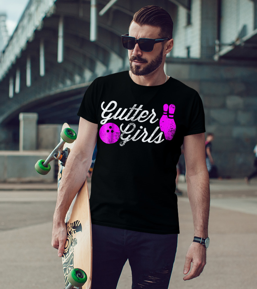 Gutter Girls Funny Bowling Pink Pins And Ball T-Shirt