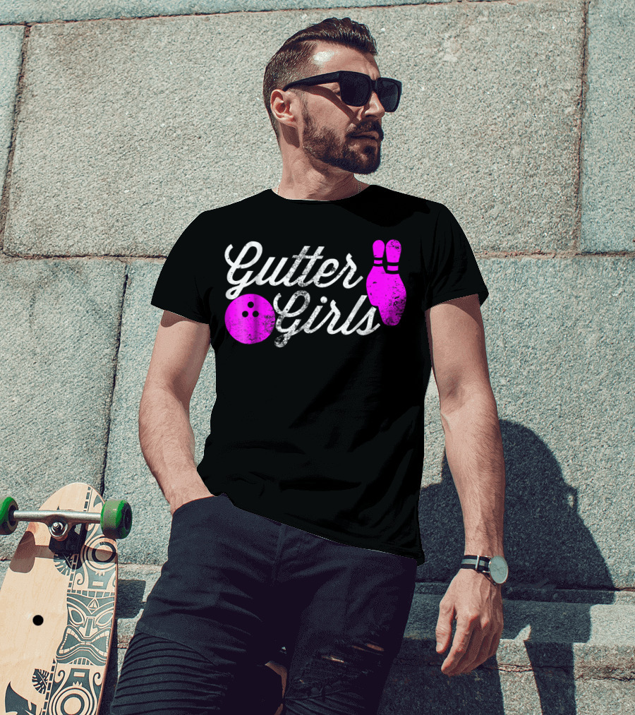 Gutter Girls Funny Bowling Pink Pins And Ball T-Shirt