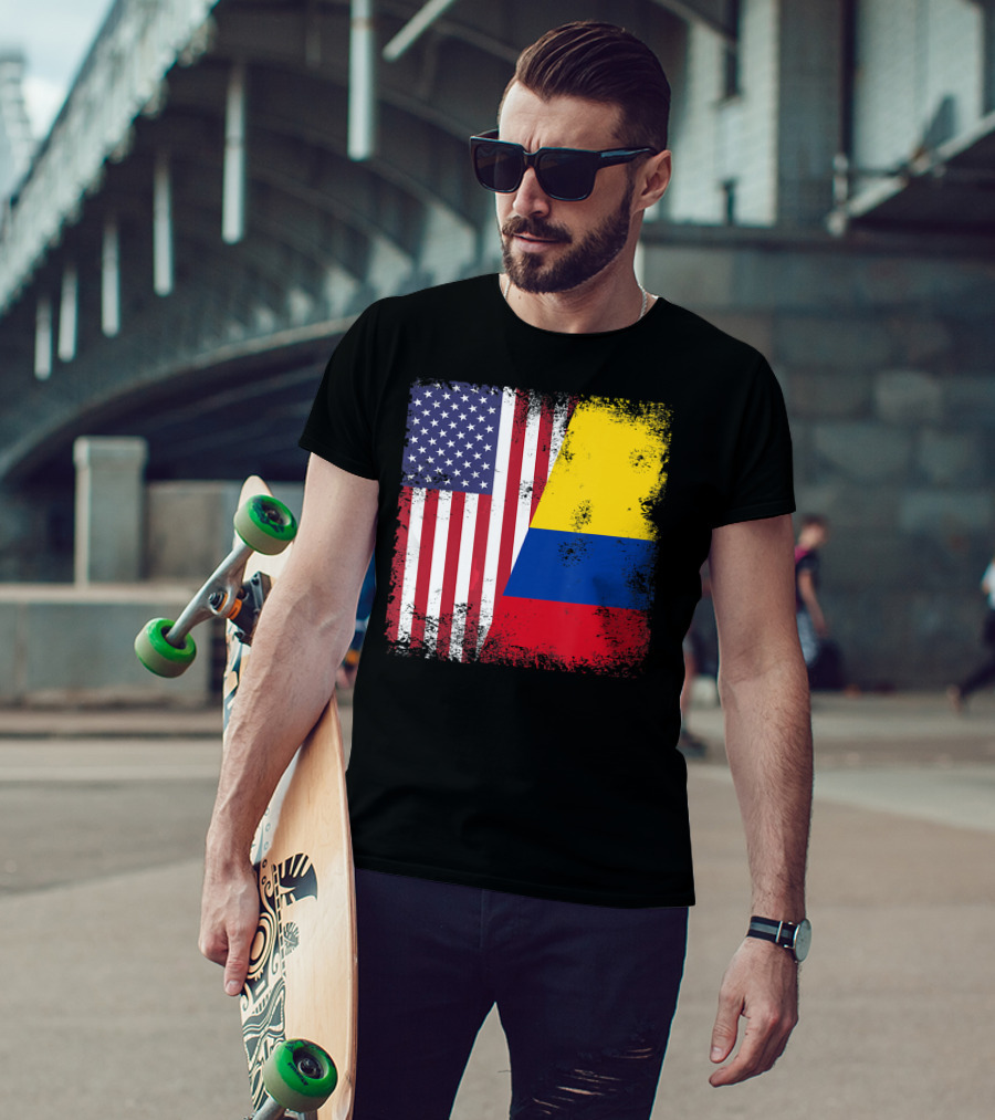 Half Colombian Half American Flag T-Shirt