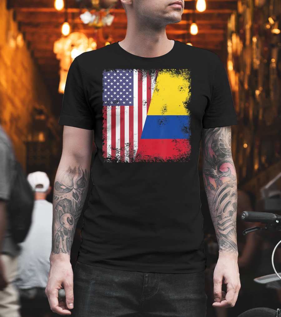 Half Colombian Half American Flag T-Shirt