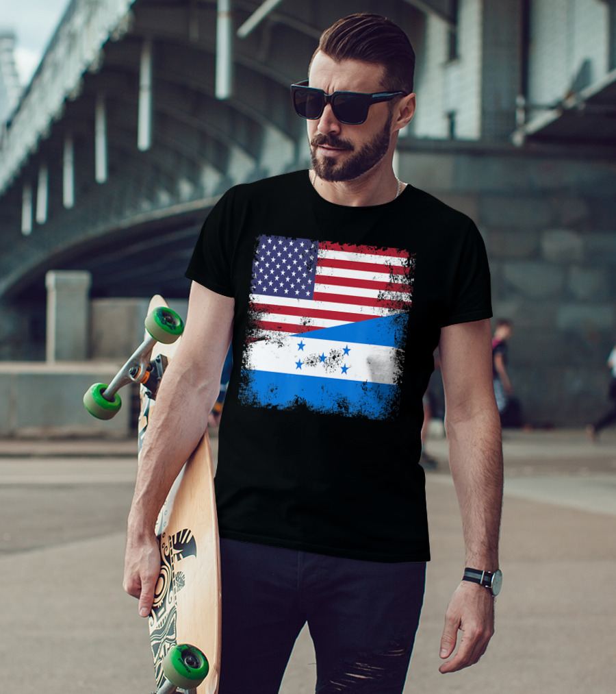 Half Honduran Half American Flag Vintage Hon T-Shirt