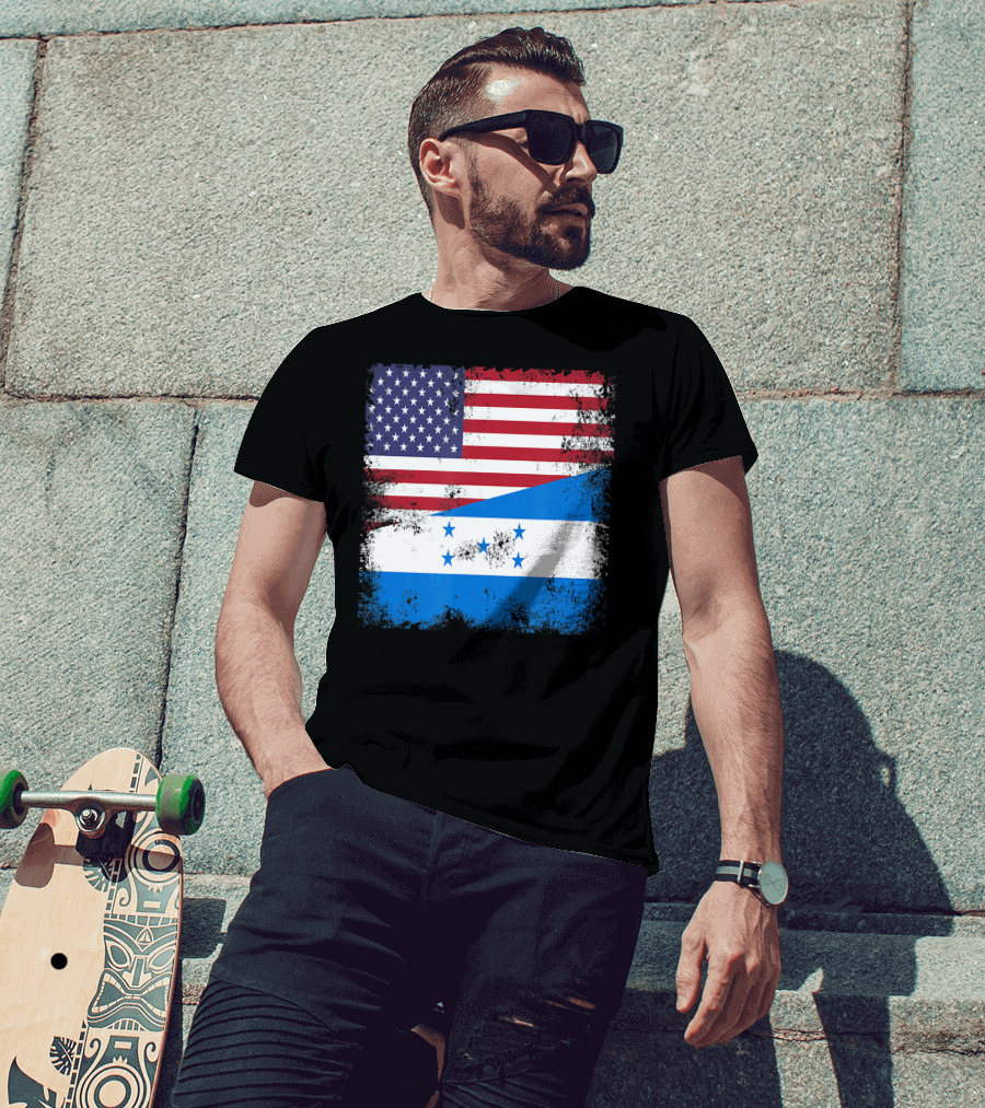 Half Honduran Half American Flag Vintage Hon T-Shirt