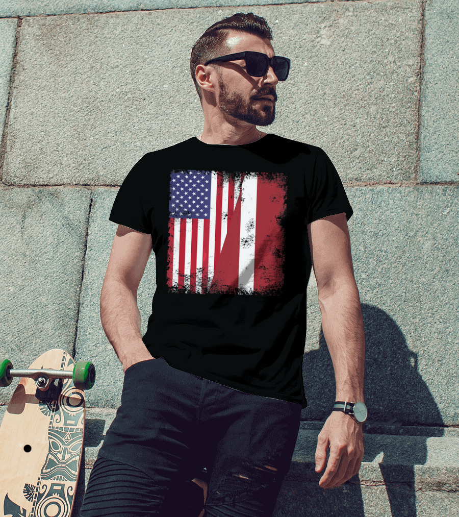 Half Latvian Half American Flag Vintage Latvia U T-Shirt