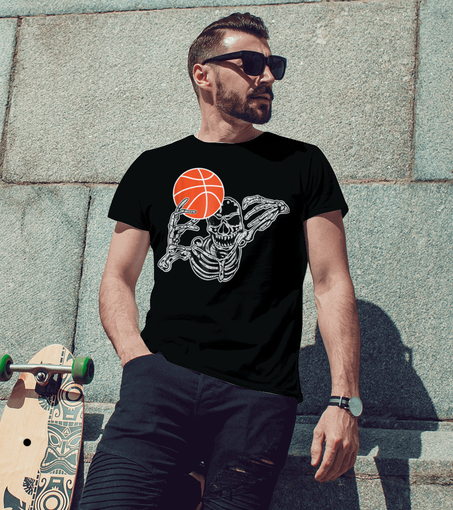 Halloween Skeleton Basketball Player Skul Dunking Spooky Slam T-Shirt