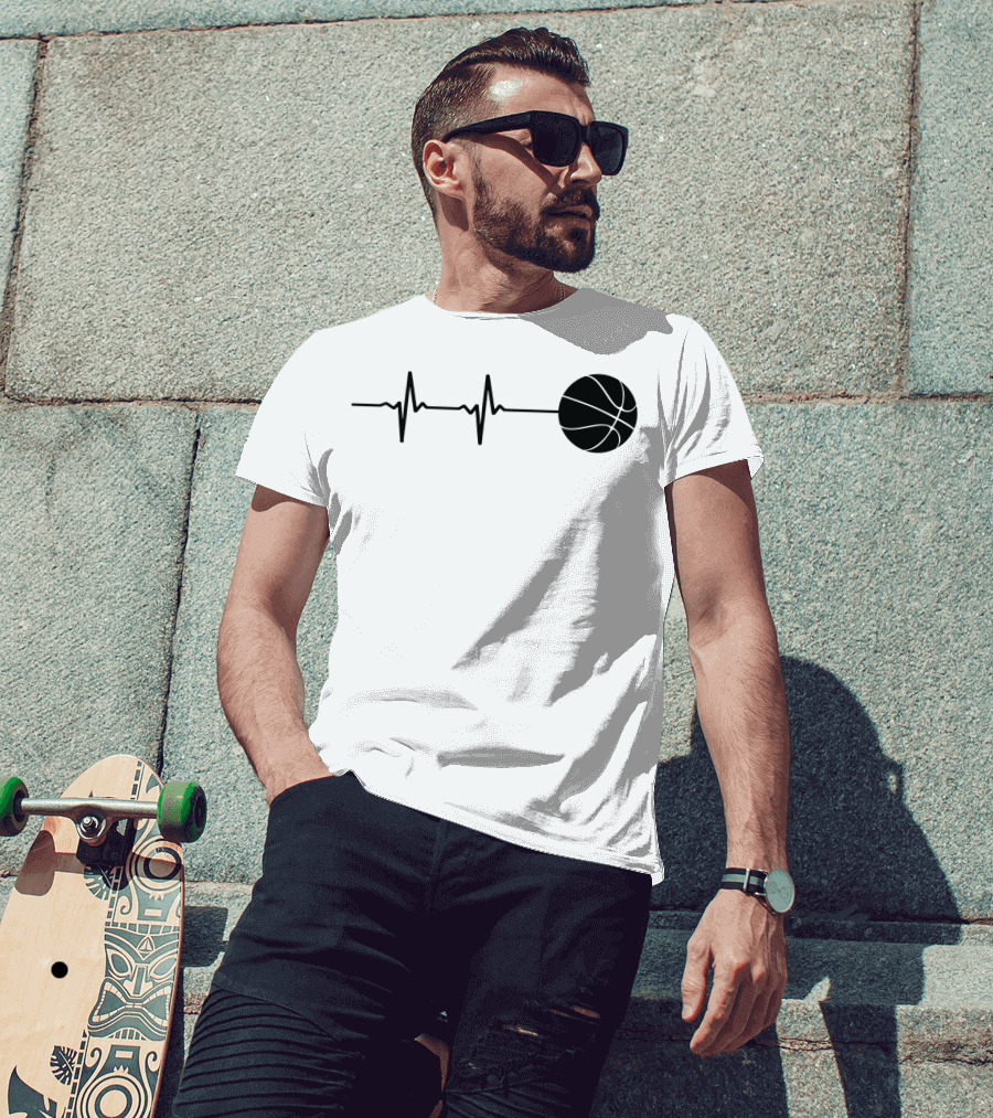 Heartbeat Basketball Player Pulse Path T-Shirt