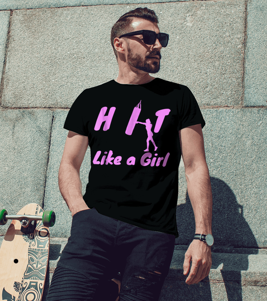 Hit Like A Girl Boxing Kickboxing Empowerment Women's Fitness T-Shirt