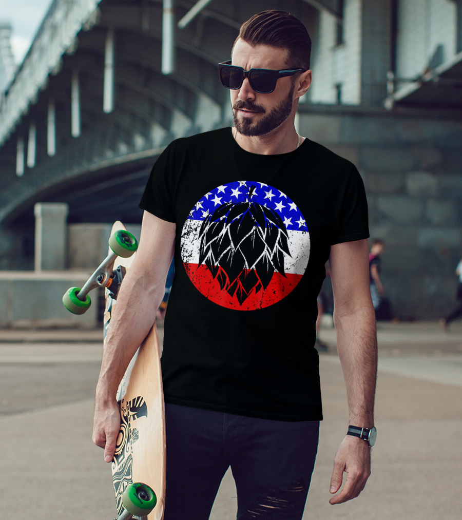 Hops Style Craft Beer American Flag Circle T-Shirt