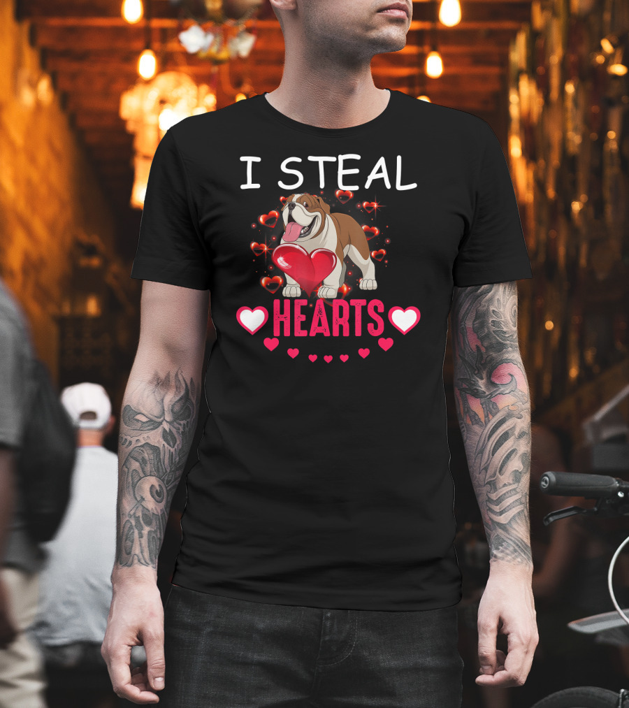 I Steal Hearts Bulldog Hearts T-Shirt