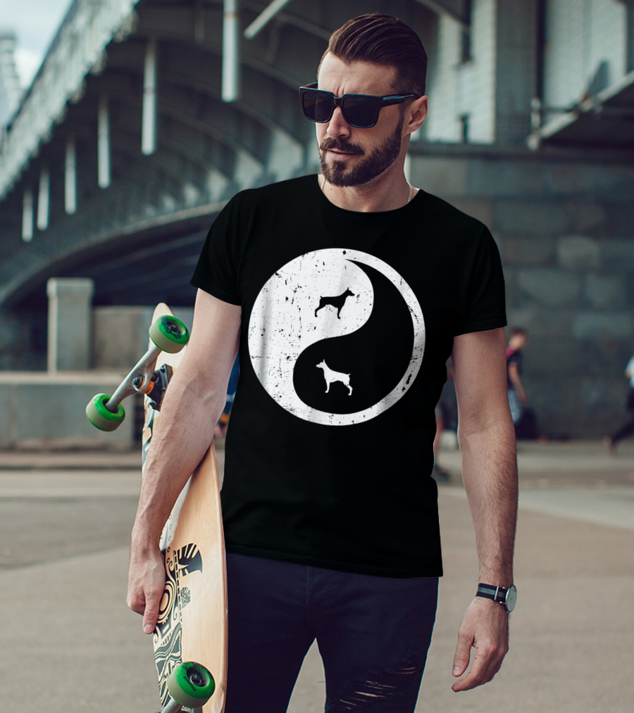 Doberman Pinscher Yin Yang Symbol With Doberman T-Shirt