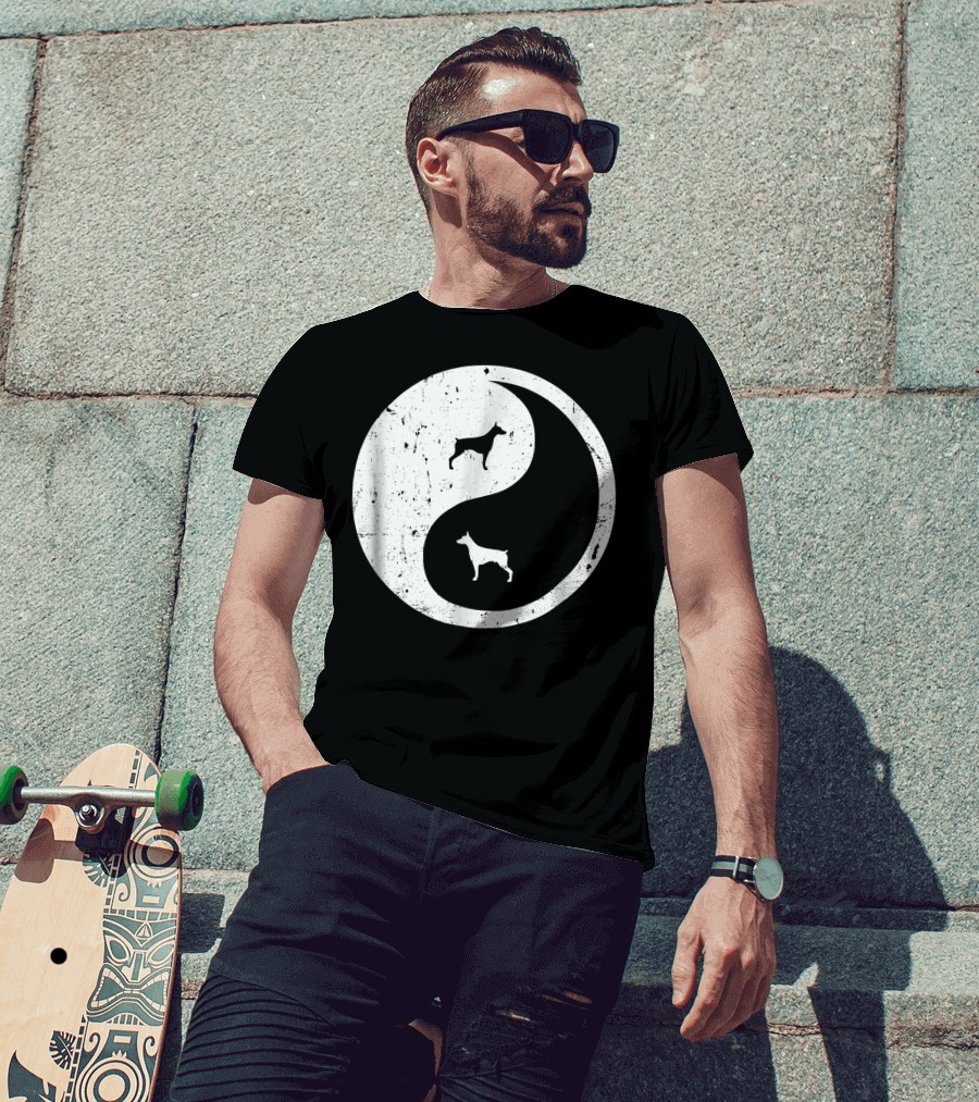 Doberman Pinscher Yin Yang Symbol With Doberman T-Shirt