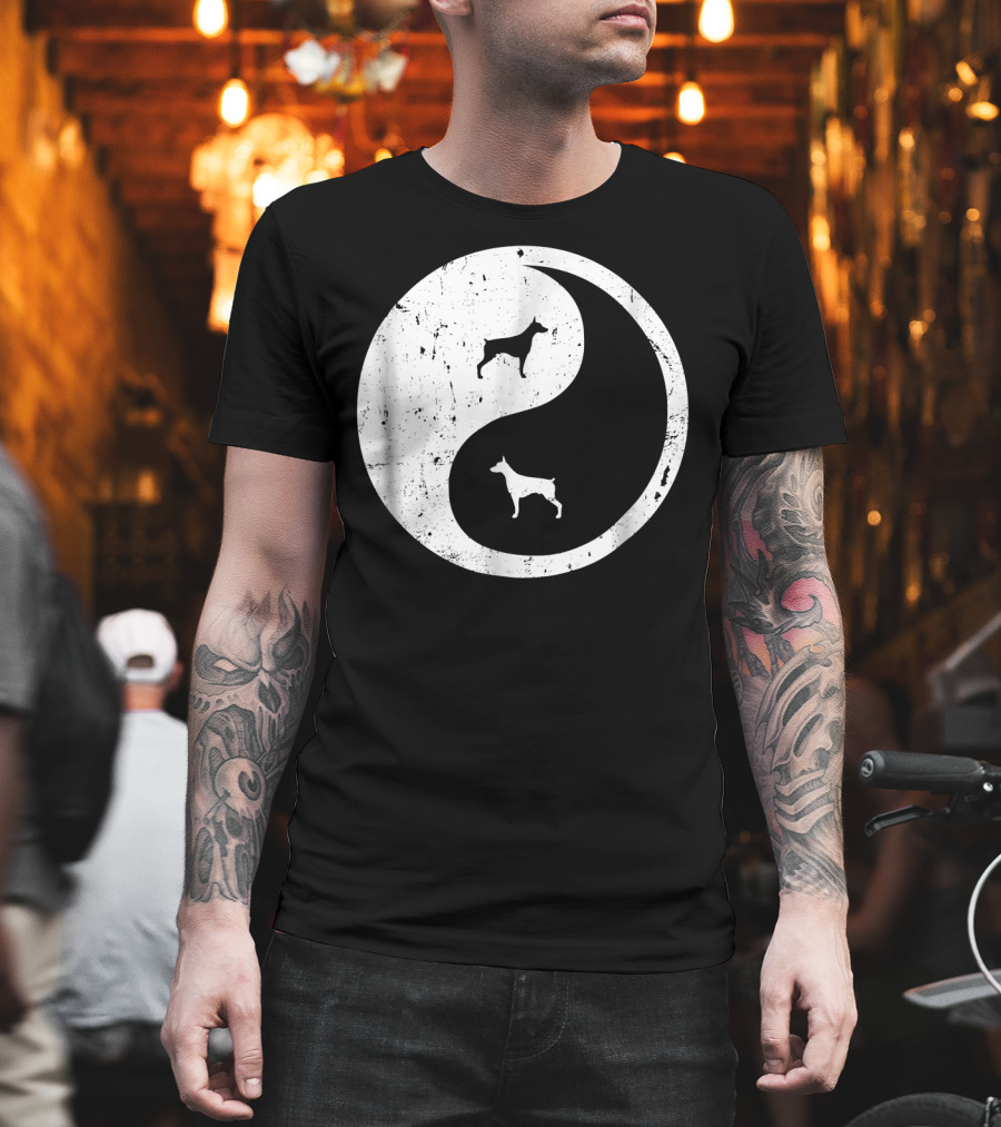 Doberman Pinscher Yin Yang Symbol With Doberman T-Shirt