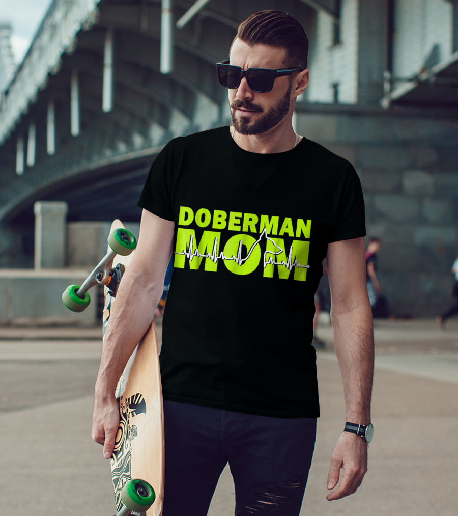 DOBERMAN MOM Heartbeat Dog T-Shirt