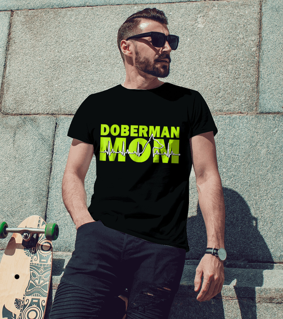 DOBERMAN MOM Heartbeat Dog T-Shirt