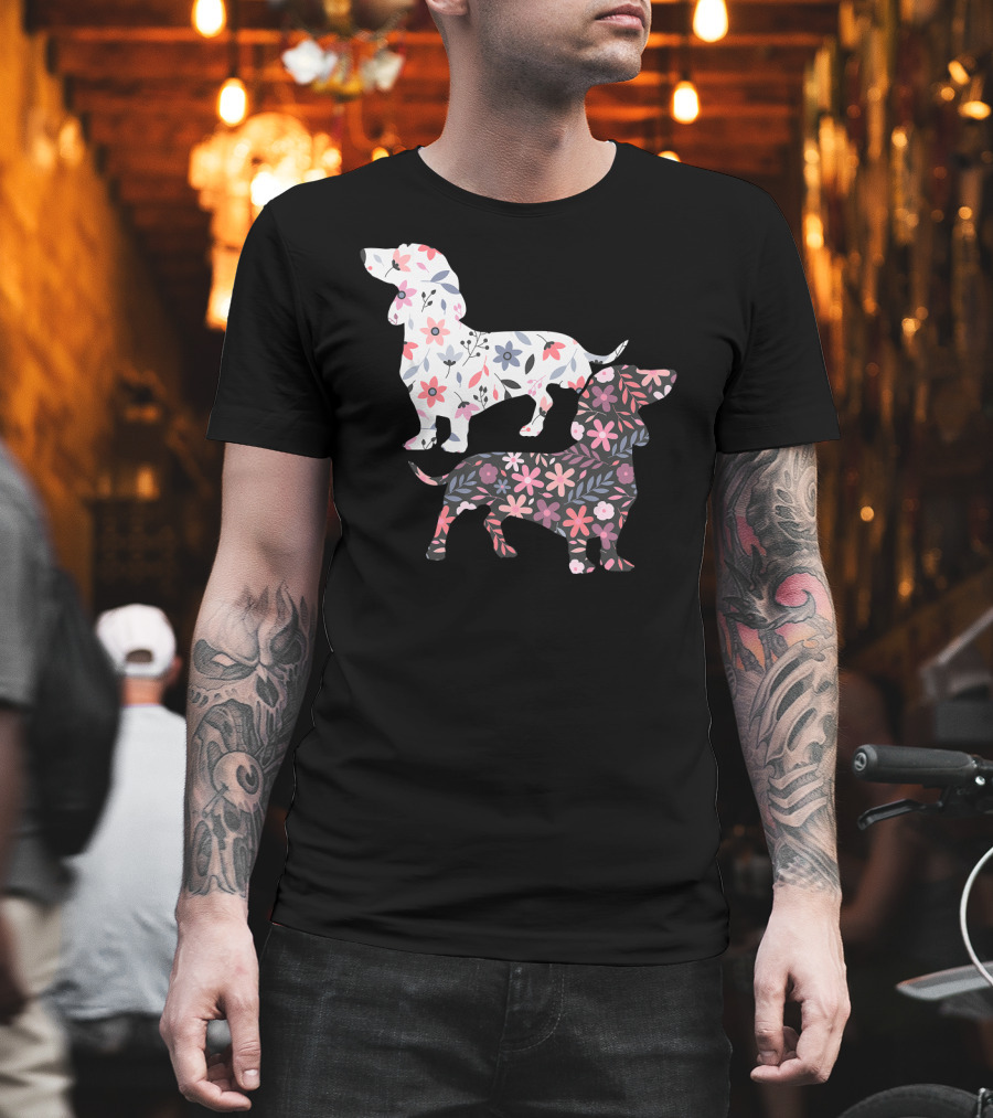 Dog Owner Idea Dogs Pet Animals Dachshund Floral T-Shirt