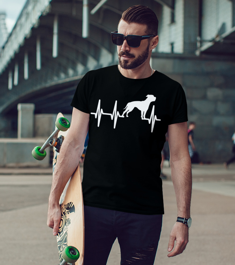 American Bulldog Heartbeat Line Dog T-Shirt