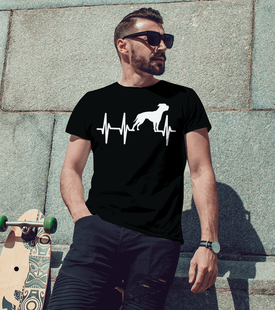 American Bulldog Heartbeat Line Dog T-Shirt