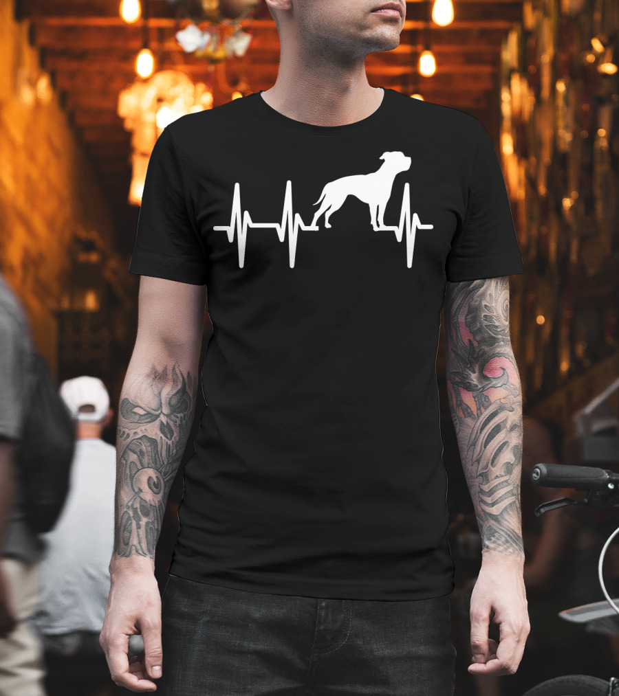American Bulldog Heartbeat Line Dog T-Shirt