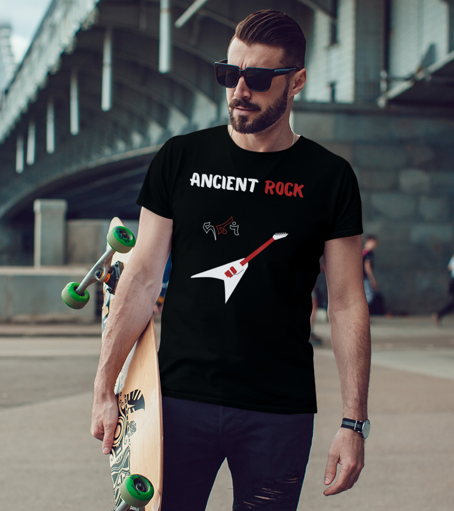 Ancient Rock Guitar White Red Heavy Metal T-Shirt