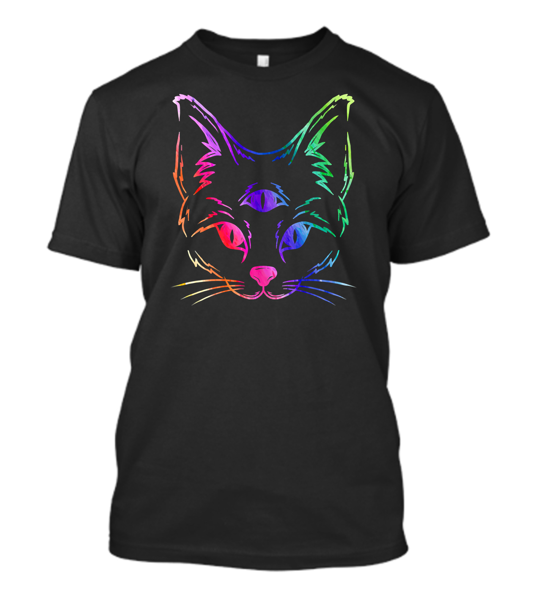 Awakened Cat Third Eye Rainbow Psychedelic Aesthetic T-Shirt