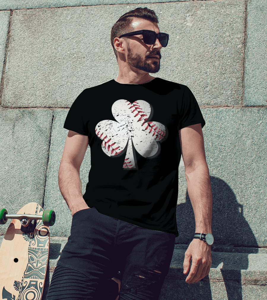 Baseball St Patrick's Day Shamrock Vintage T-Shirt