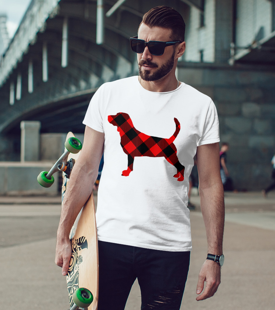 Black Red Plaid Labrador Dog Mom Paw T-Shirt