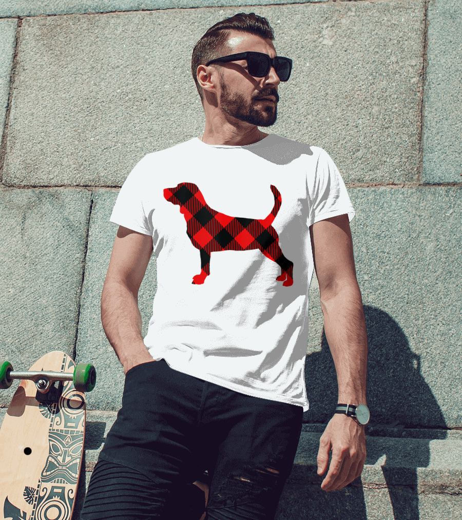 Black Red Plaid Labrador Dog Mom Paw T-Shirt