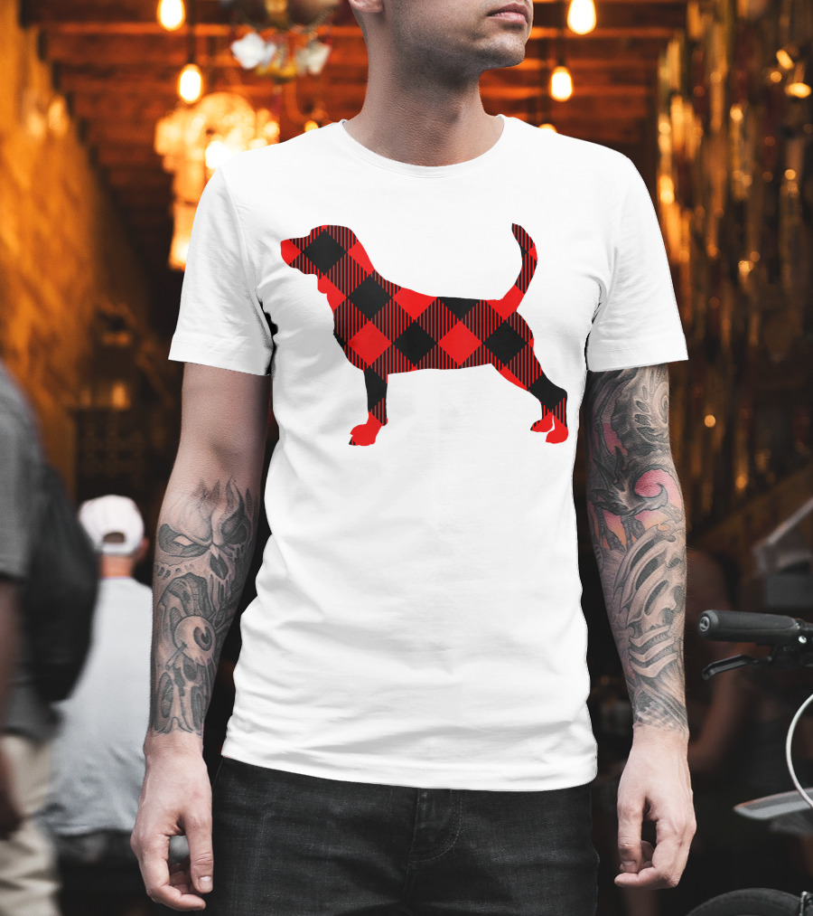Black Red Plaid Labrador Dog Mom Paw T-Shirt