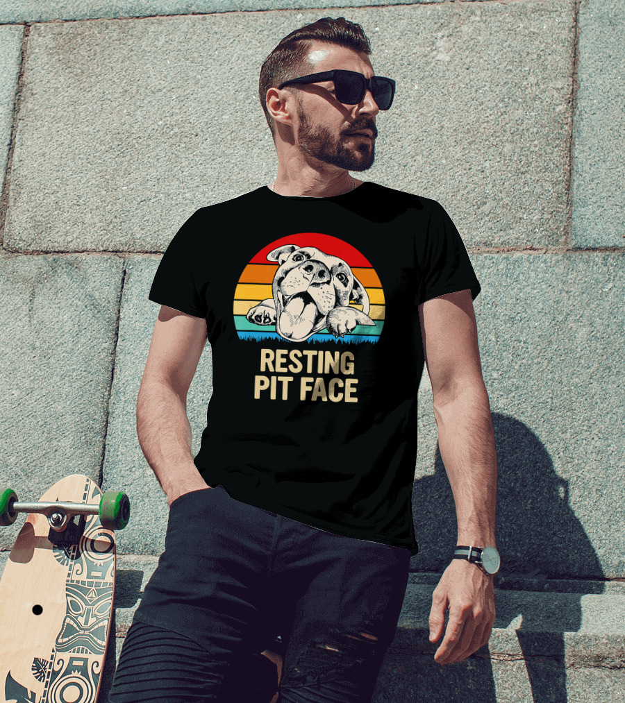 Resting Pit Face Bombshell Bullies Pit Bull Rescue Retro T-Shirt