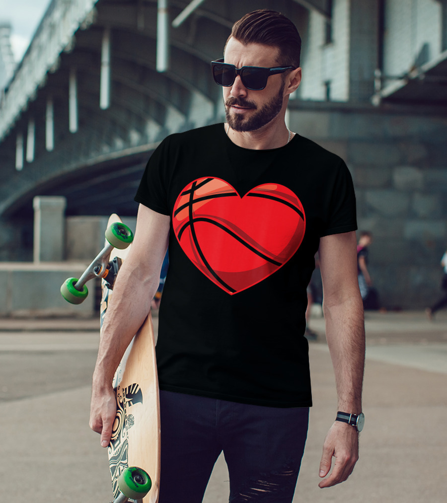 Valentines Day Boys Heart-Shaped Basketball T-Shirt