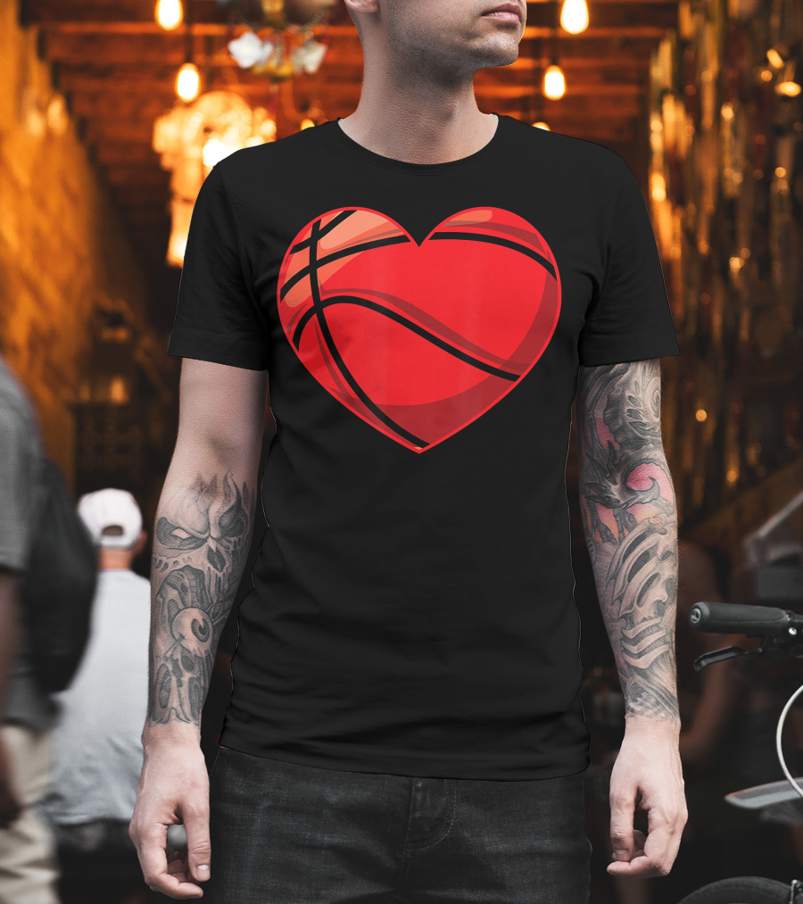 Valentines Day Boys Heart-Shaped Basketball T-Shirt