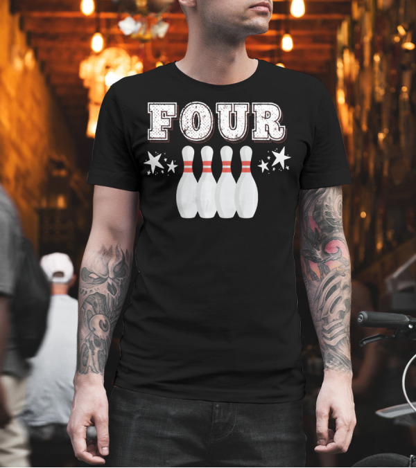 Four Bowling Birthday Kids T-Shirt Four Bowling Birthday Kids T-Shirt
