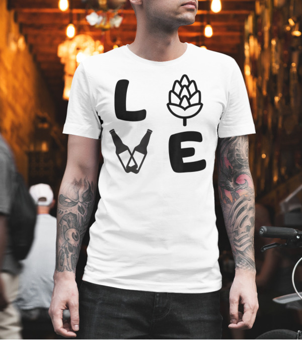Craft Beer Love Hop Bottle Heart T-Shirt Craft Beer Love Hop Bottle Heart T-Shirt