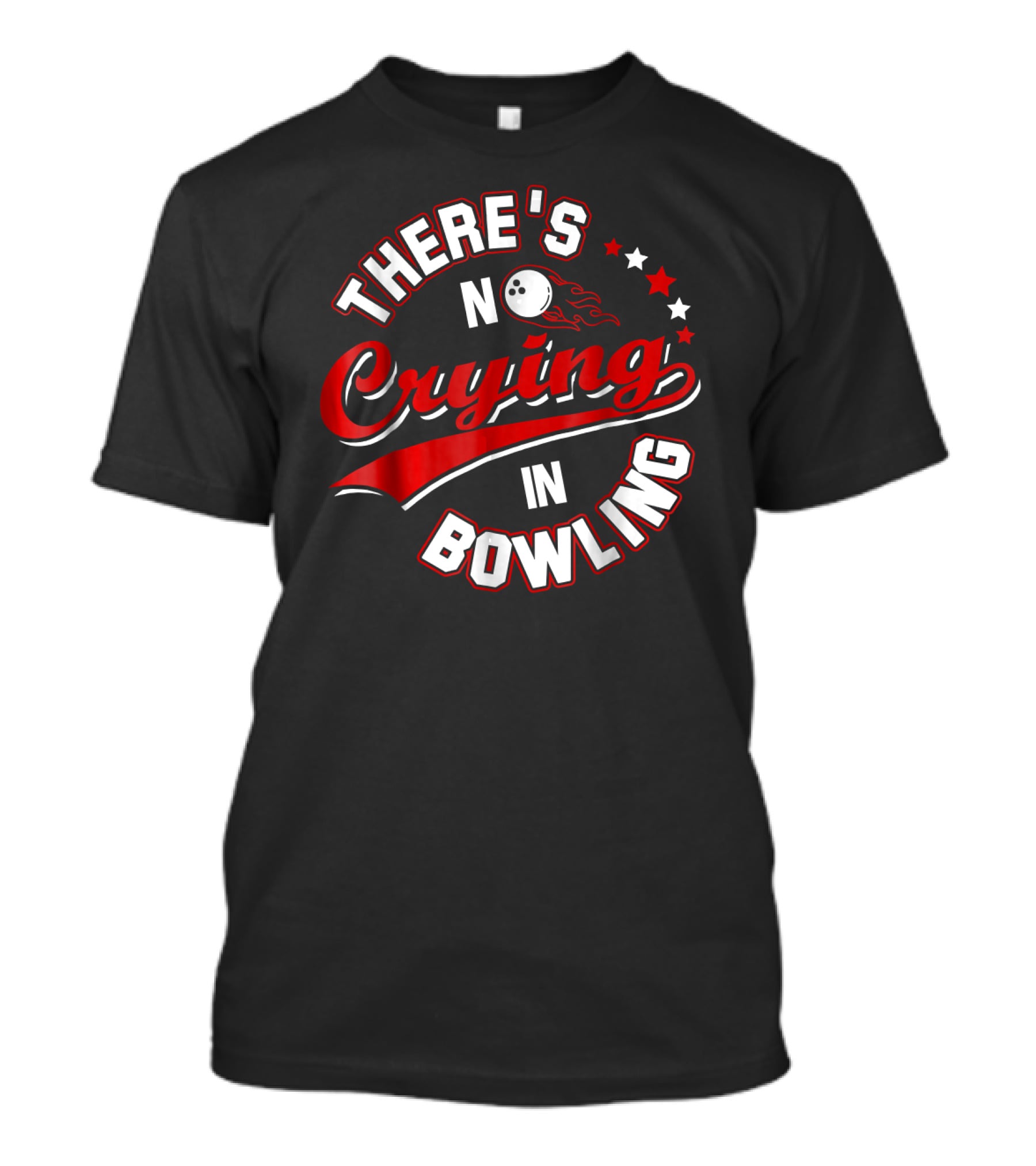 There's No Crying In Bowling Vintage Sports Humor With Bowling Ball And Stars T-Shirt