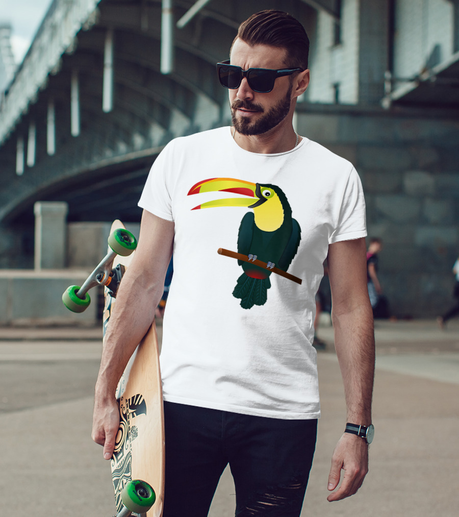 Toucan Bird Perched On Branch With Vibrant Beak T-Shirt