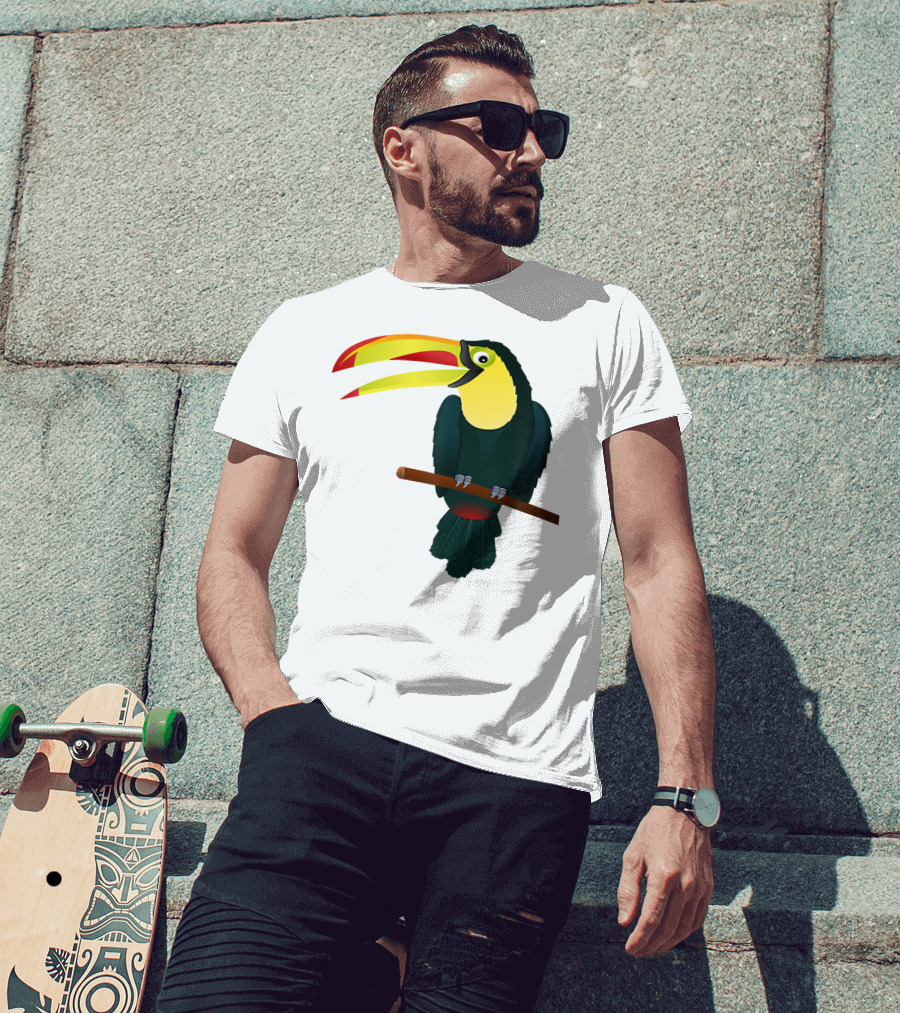 Toucan Bird Perched On Branch With Vibrant Beak T-Shirt
