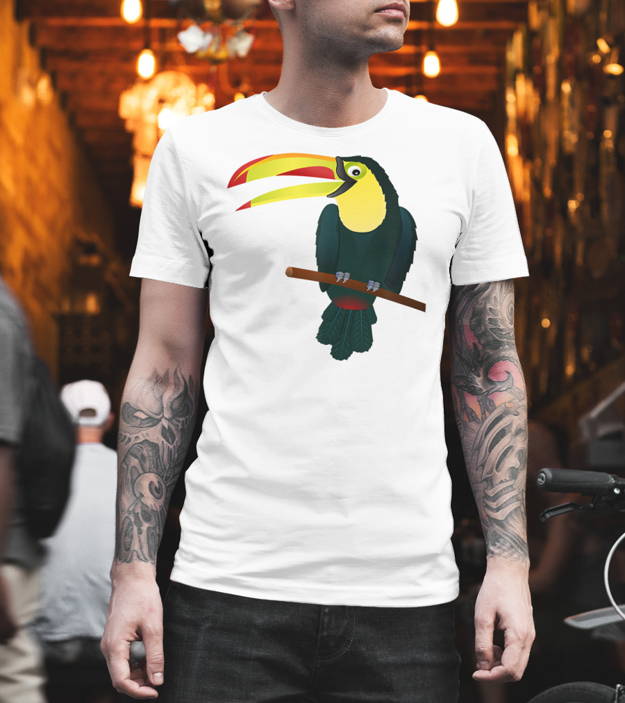 Toucan Bird Perched On Branch With Vibrant Beak T-Shirt