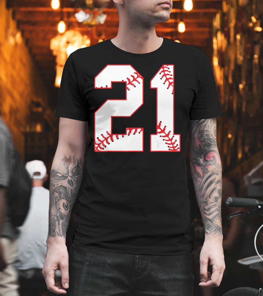 Twenty First Birthday Party 21th Baseball Number T-Shirt