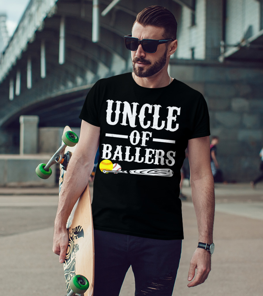 Uncle Of Ballers Baseball Bat Tennis Ball Clipboard T-Shirt