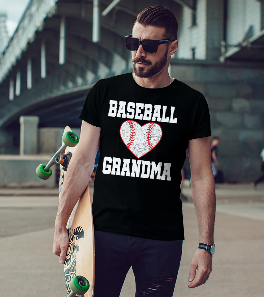 Baseball Grandma Vintage Heart T-Shirt