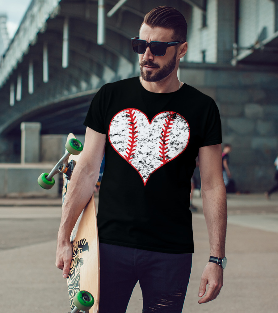 Vintage Heart Shaped Baseball Love T-Shirt