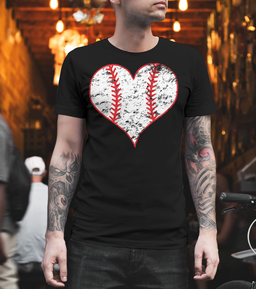 Vintage Heart Shaped Baseball Love T-Shirt