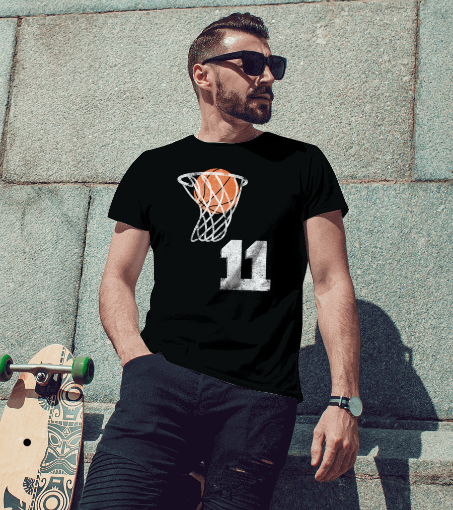 Basketball Hoop Swish Number 11 T-Shirt