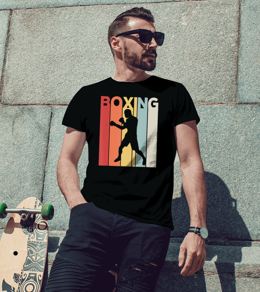 Vintage Boxing Boxer Silhouette Retro Sport Fight T-Shirt