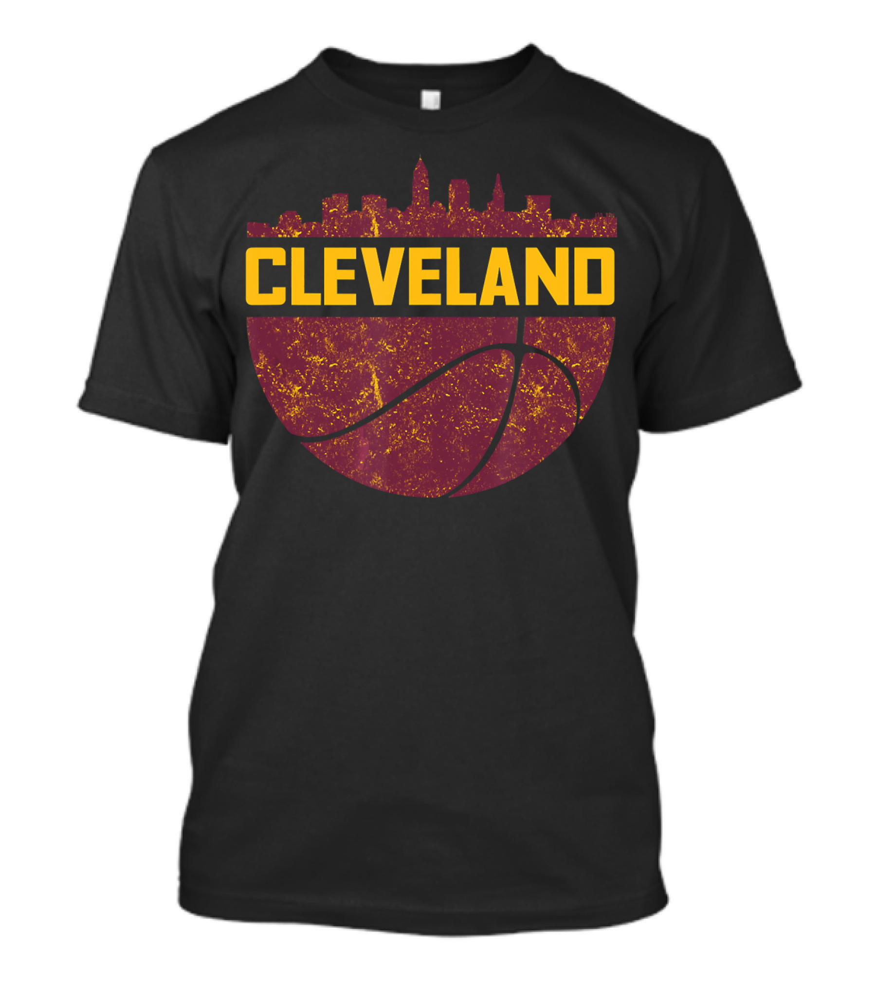Vintage Cleveland Ohio Cityscape Skyline Basketball T-Shirt