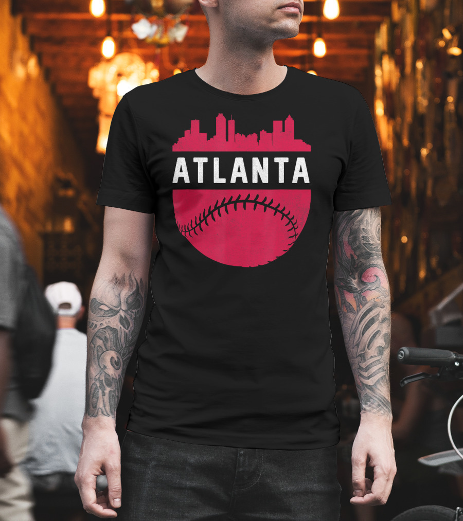 Atlanta Georgia Skyline Baseball Vintage T-Shirt